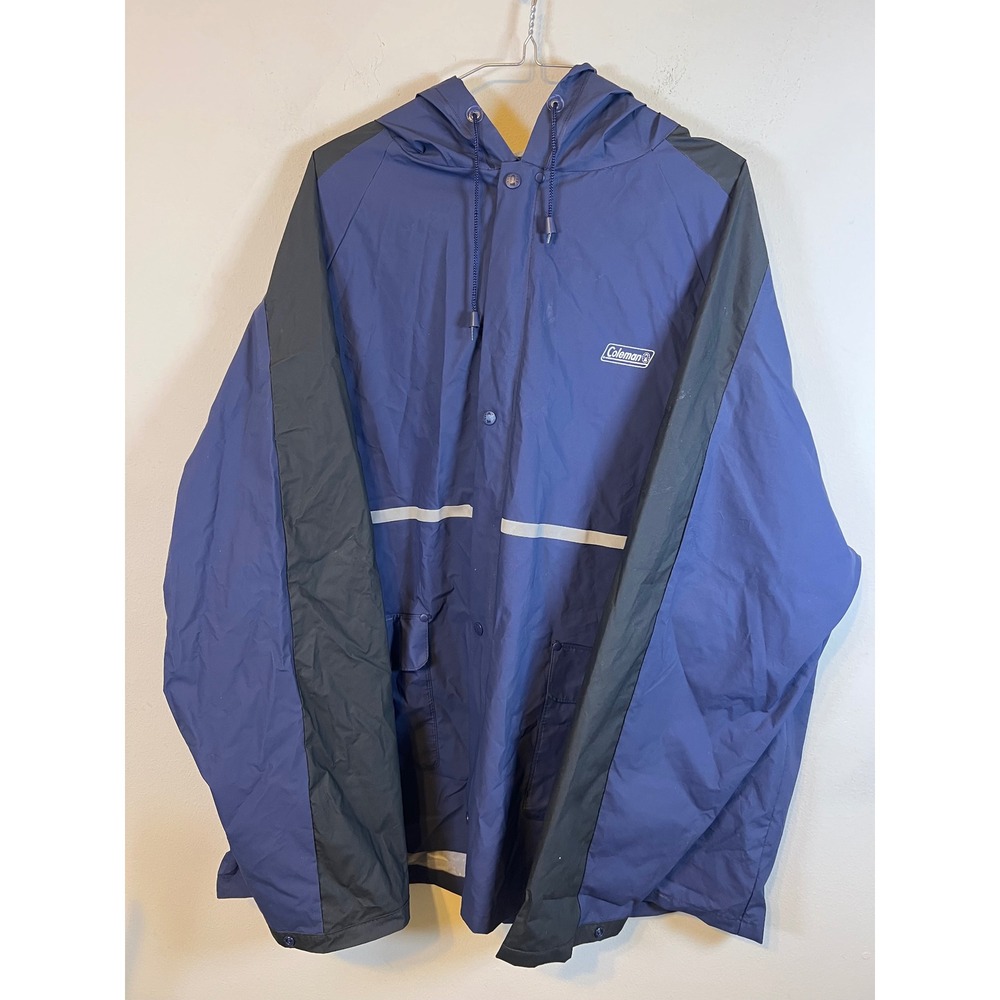 Coleman Mens Rain Jacket Reflective Stripe Blue XL/2XL